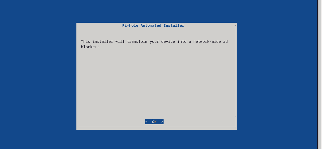 Pi-Hole Installation First Screen